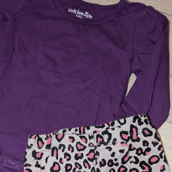 Vintage Y2K Baby Girls Purple Onesie Top & Leopard Print Leggings Sz 12M - Picture 4 of 4